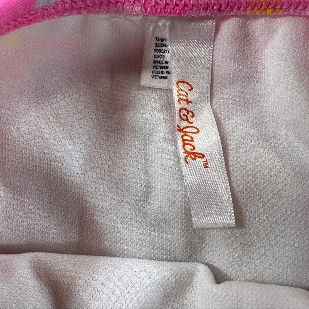 Cat & Jack Pink Floral Kids Swim Rashguard Set Sz18M